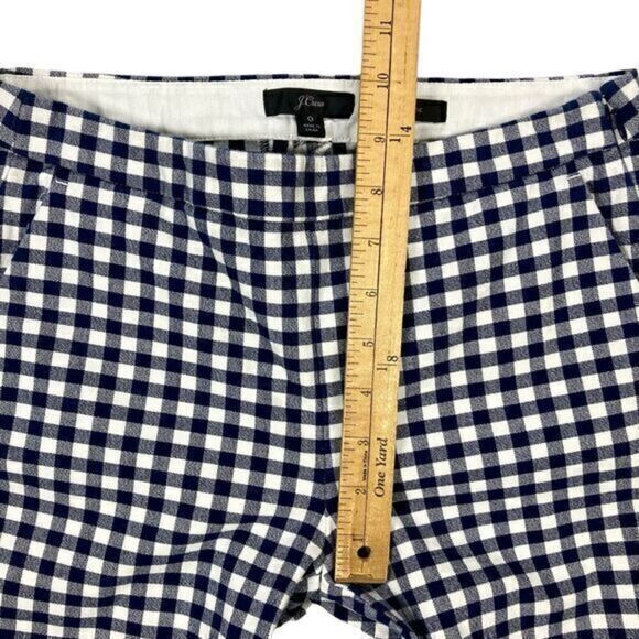 J. Crew Martie Pants Womens Sz 0 White Blue Gingham Checkered Print Tapered Leg - Picture 12 of 16